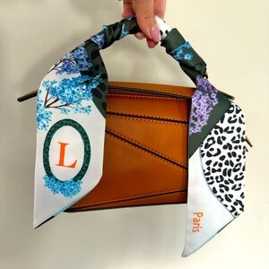 NWT! Reversible Initial Silky High-quality Bag/Hair/Accesory Scarf